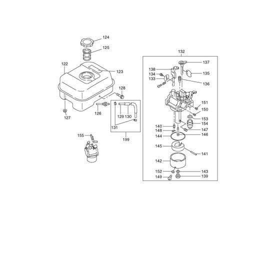 Carburettor, Fuel Tank Assembly for Makita EW220R Water Pump