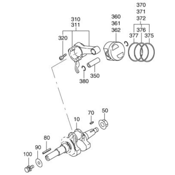 Crankshaft, Piston Assembly for Robin / Subaru EX21 Engines