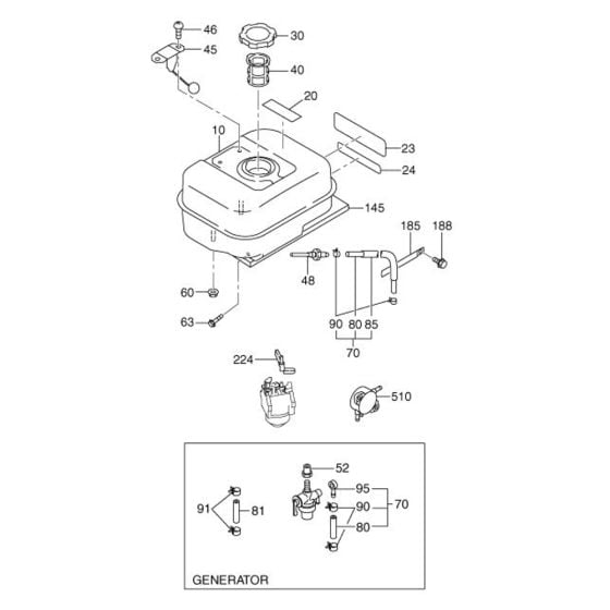 Fuel Lubricant Assembly for Robin / Subaru EX27 Engines