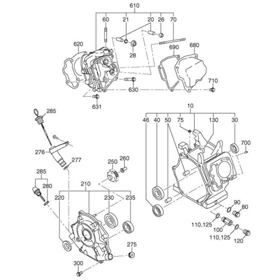 Crankcase Assembly for Robin / Subaru EX35 Engines