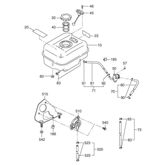 Fuel Lubricant Assembly for Robin / Subaru EX35 Engines