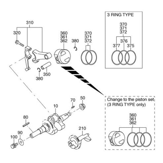 Crankshaft, Piston Assembly for Robin / Subaru EX40 Engines