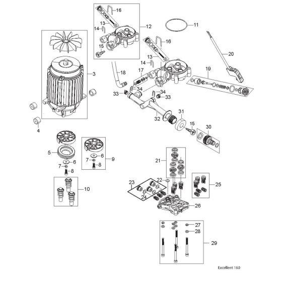 Motor Pump Assembly for Nilfisk EXCELLENT 160-10 Pressure Washer