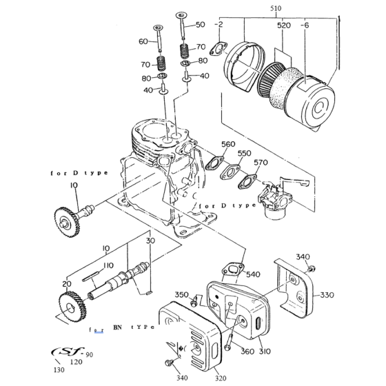 Intake, Exhaust Group for Robin / Subaru EY08 Engines