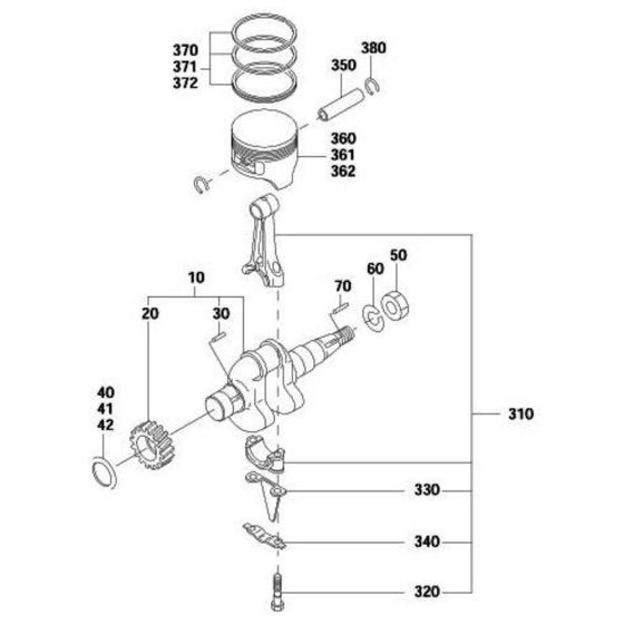 Crank, Piston Group Assembly for Robin / Subaru EY23 Engine