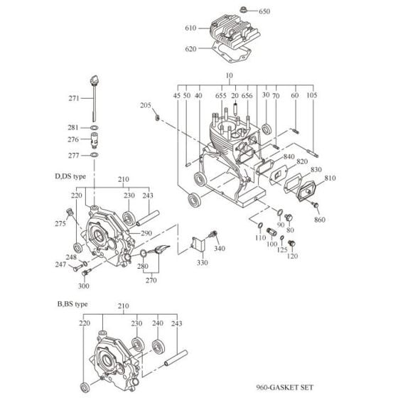 Crankcase Assembly for Robin / Subaru EY35 Engine