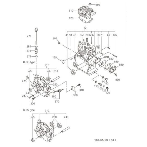 Crankcase Assembly for Robin / Subaru EY40 Engine