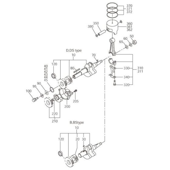 Crankshaft, Piston Assembly for Robin / Subaru EY40 Engine