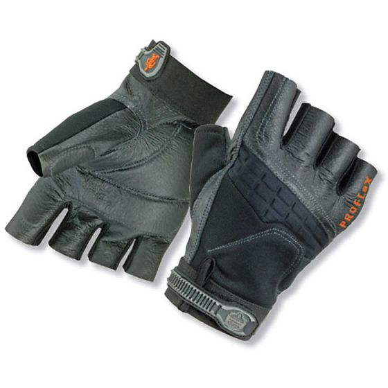 Impact Half-Finger Glove Abrasion Resistant leather with Gel Pad Palm XXL