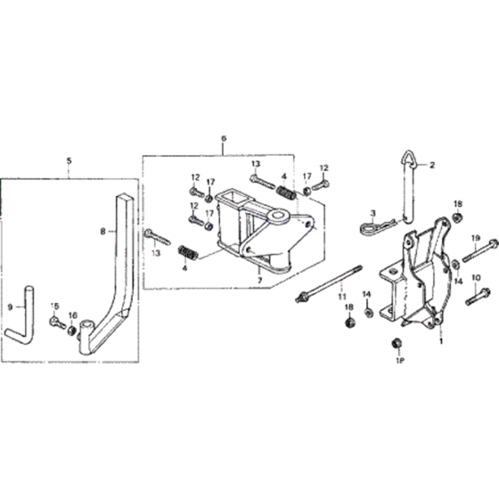 Rear Htich Assembly for Honda F720 Large Tiller