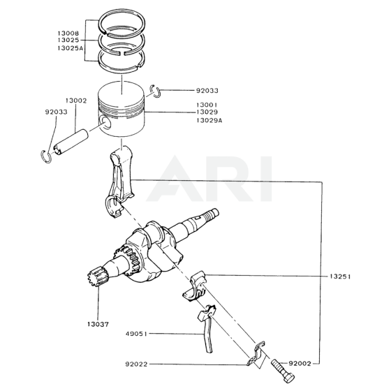 Piston / Crankshaft for Kawasaki FA130R Engine