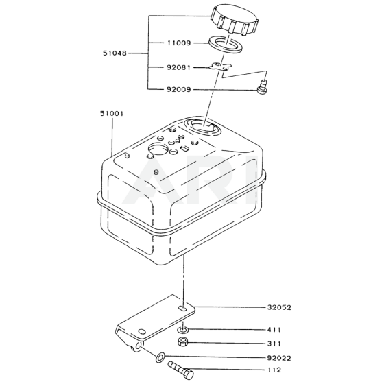 Fuel Tank / Fuel Valve for Kawasaki FA130R Engine