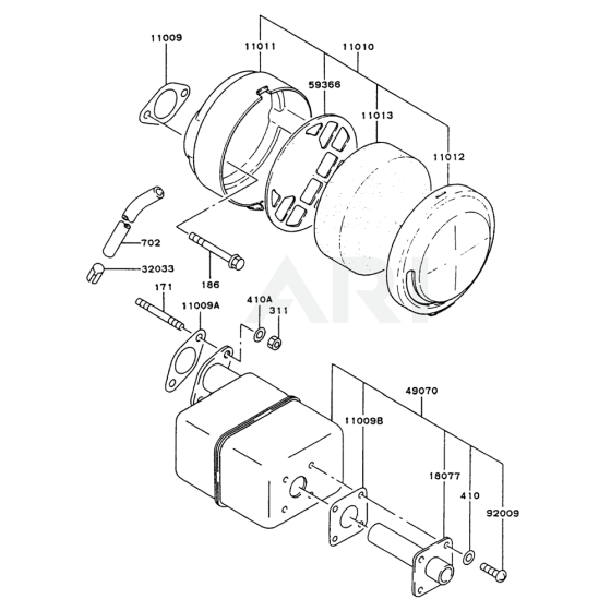 Air Filter / Muffler for Kawasaki FA210D Engine