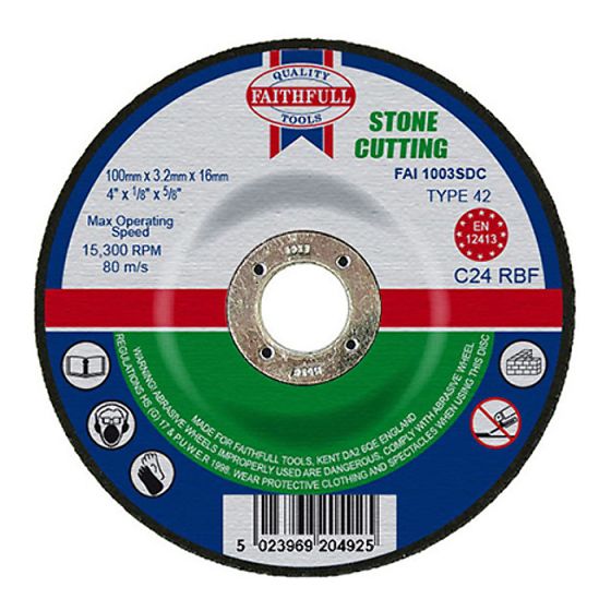 Cut Off Disc for Stone Depressed Centre 100 x 3.2 x 16mm by Faithfull