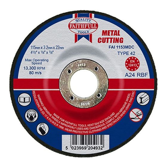 Cut Off Disc for Metal Depressed Centre 115 x 3.2mm x 22mm by Faithfull