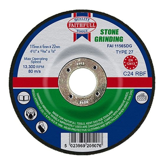 Grinding Disc for Stone Depressed Centre 115 x 6 x 22mm by Faithfull