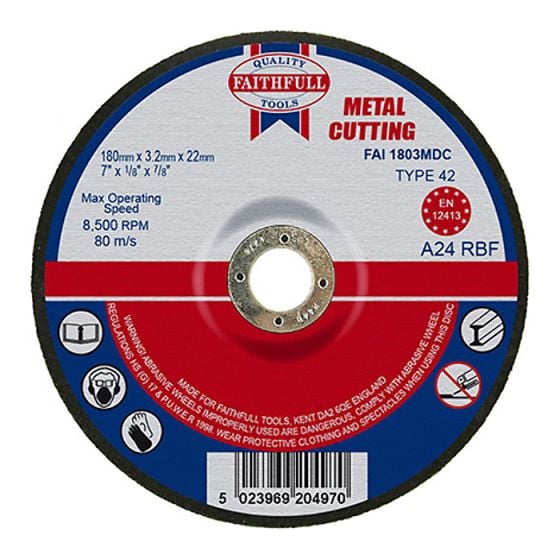 Cut Off Disc for Metal Depressed Centre 180 x 3.2 x 22mm by Faithfull