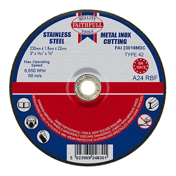 Cut Off Disc for Metal Depressed Centre 230 x 1.8 x 22mm by Faithfull