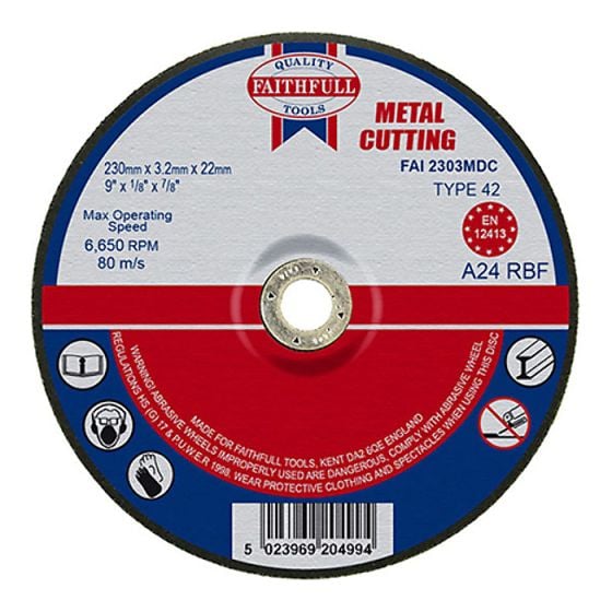 Cut Off Disc for Metal Depressed Centre 230 x 3.2 x 22mm by Faithfull