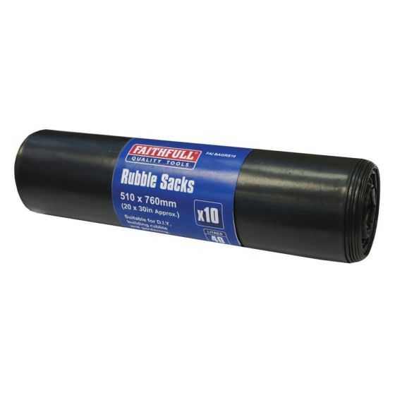 Strong, heavy-duty black rubble sacks are suitable for DIY building waste