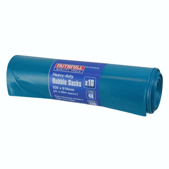 Rubble Sacks - Extra Strong Heavy-Duty 53 x 81cm Blue Pack of 10