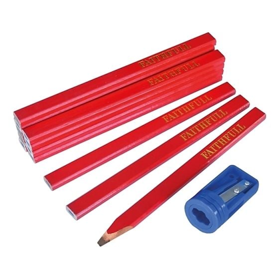 Carpenters Pencils Tube (Tube of 12 + Sharpener)