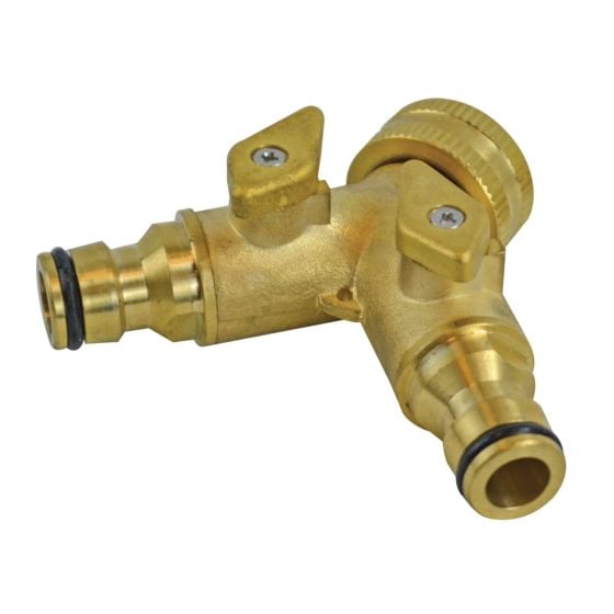 Two Way Shut Off Valve 19mm (3/4in) to 2 x 12.5mm (1/2in)