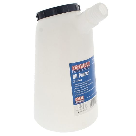 Plastic Oil Pourer 2 Litre 185mm Spout Marked with metric & Imperial scale