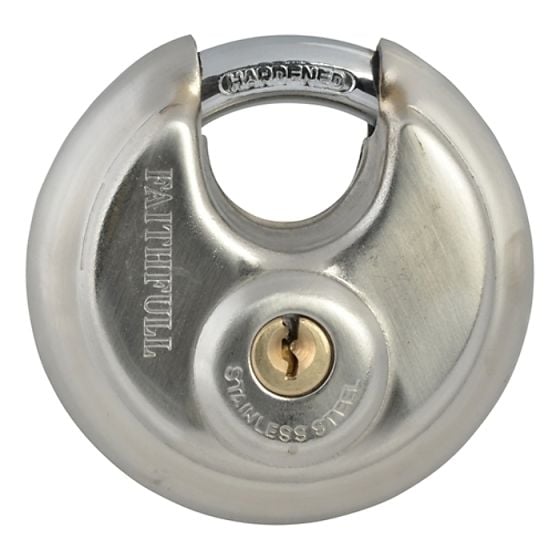 Stainless Steel Discus Padlock 70mm by Faithfull - DP9070