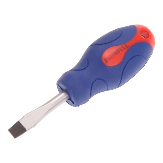 Soft-Grip Screwdriver Slotted Flared Tip 6.5mm x 40mm Stubby by Faithfull