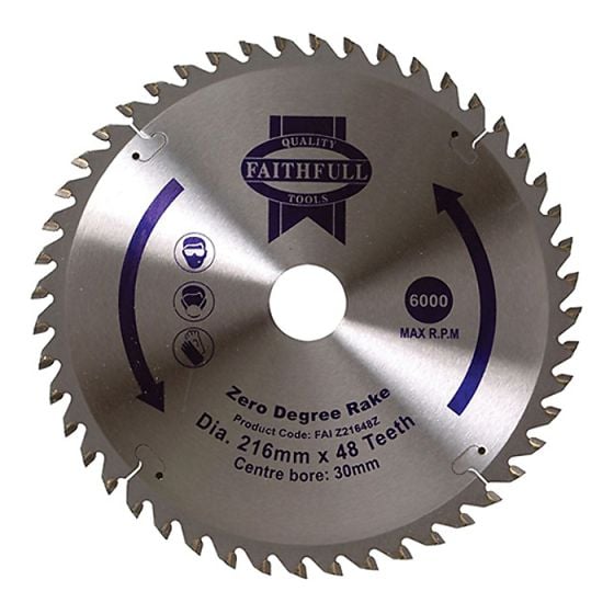 Circular Saw Blade 216 x 30mm x 48T Zero Degree by Faithfull - FAIZ21648Z