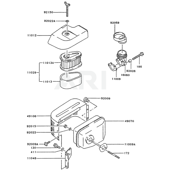 Air Filter / Muffler for Kawasaki FC150V Engine