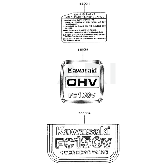 Label for Kawasaki FC150V Engine