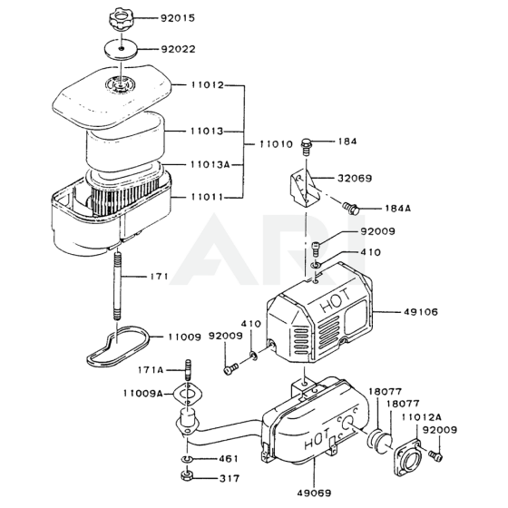 Air Filter / Muffler for Kawasaki FC290V Engine