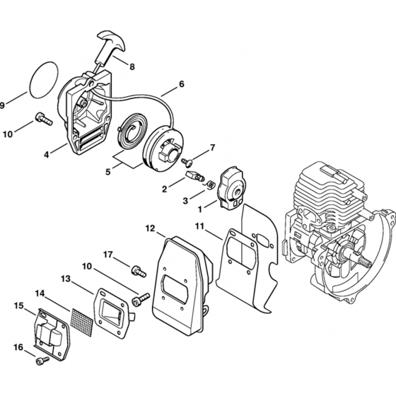 Rewind Starter, Muffler Assembly for Stihl FC 72 Lawn Edger