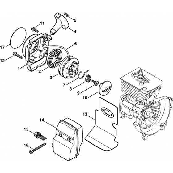 Rewind Starter, Muffler Assembly for Stihl FC 73 Lawn Edger