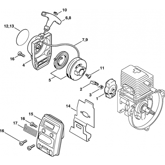 Rewind Starter, Muffler Assembly for Stihl FC 85 Lawn Edger