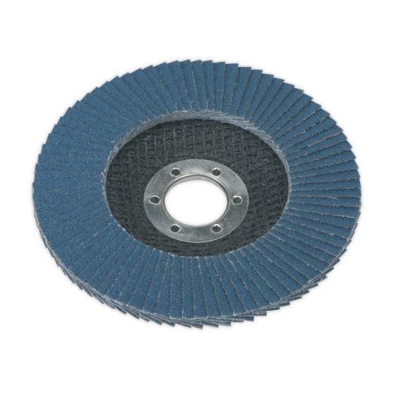 Flap Disc Zirconium Dia.115mm 22mm Bore 40Grit Sealey Part No. FD11540