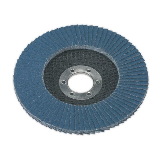 Flap Disc Zirconium Dia.115mm 22mm Bore 60Grit Sealey Part No. FD11560