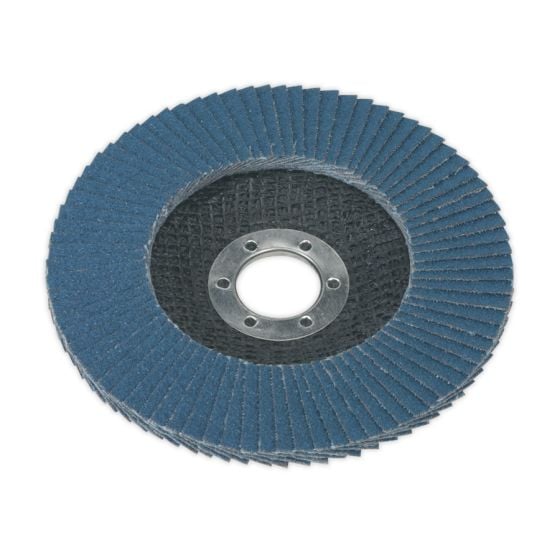 Flap Disc Zirconium Dia.125mm 22mm Bore 40Grit Sealey Part No. FD12540