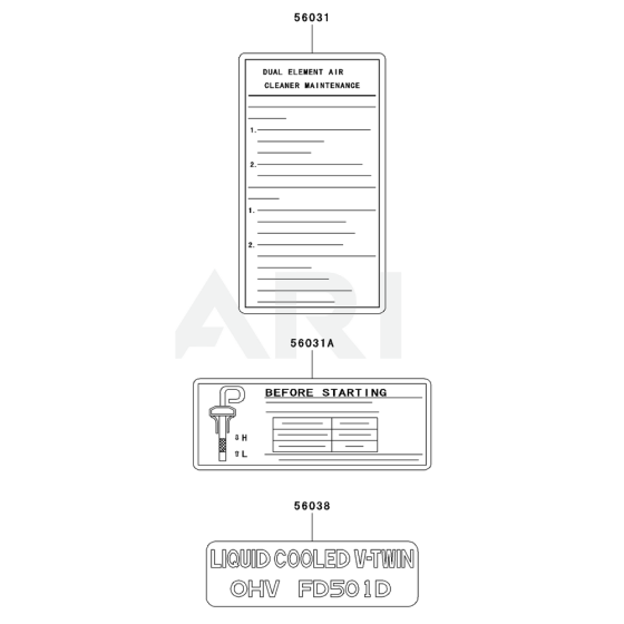 Label for Kawasaki FD501D Engine