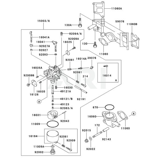 Carburetor for Kawasaki FD590V Engine