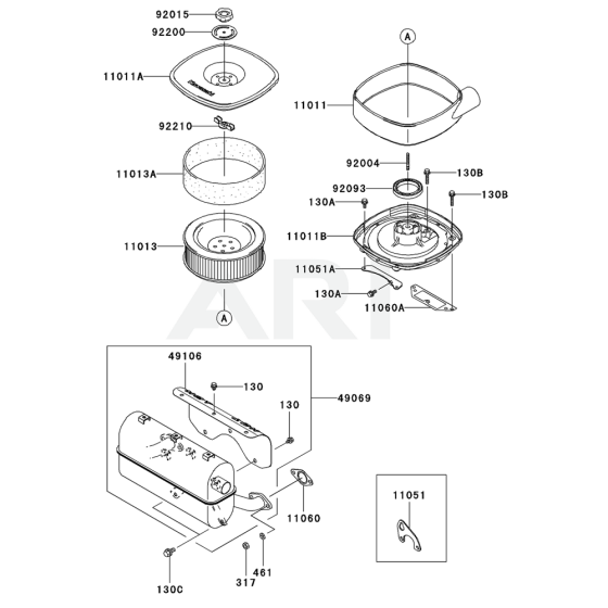 Air Filter / Muffler for Kawasaki FD711D Engine