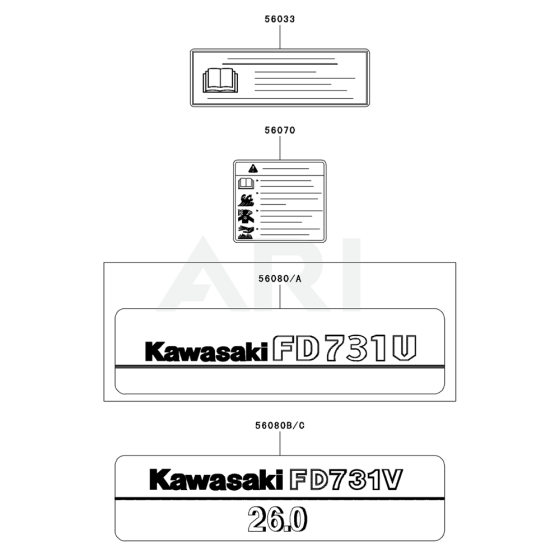 Label for Kawasaki FD731V Engine