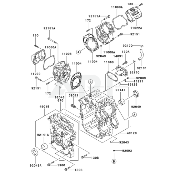 Cylinder / Crankcase for Kawasaki FD750D Engine