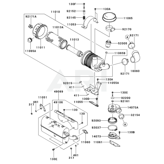 Air Filter / Muffler for Kawasaki FD851D Engine