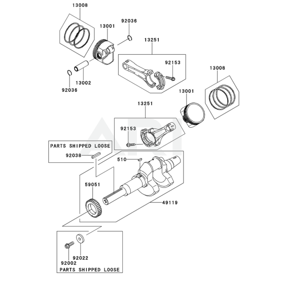 Piston / Crankshaft for Kawasaki FD851D Engine