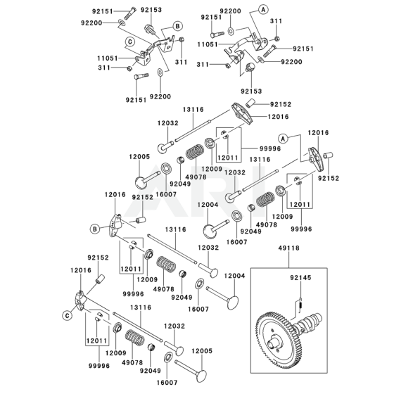 Valve / Camshaft for Kawasaki FD851D Engine