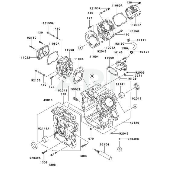 Cylinder / Crankcase for Kawasaki FD851D Engine