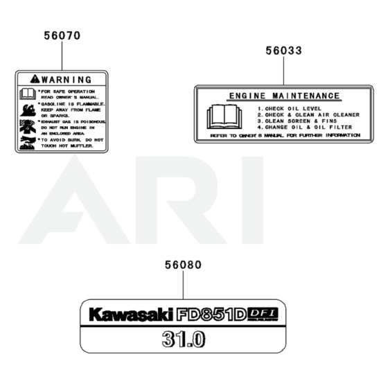 Label for Kawasaki FD851D Engine